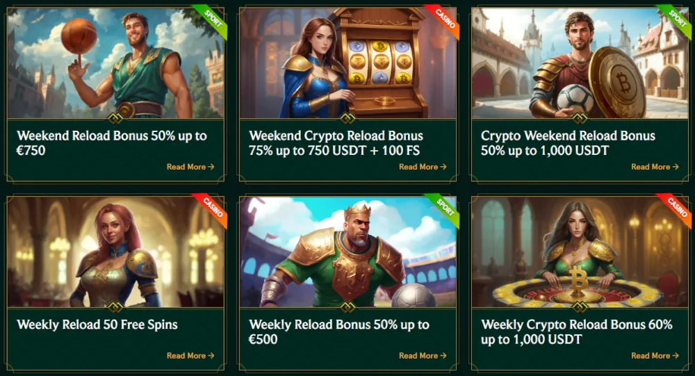 Banners promocionais Casinia para cashback semanal e rakeback instantâneo.